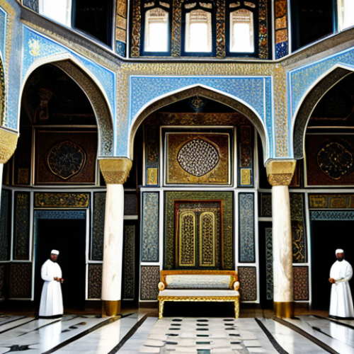 Topkapi Palace Interior**

"A professional photograph of the interior of Topkapi Palace, Istanbul, showcasing the intricate details of the Sultan's Harem. Focus on the ornate decorations, hidden rooms, and historical architecture. Fully clothed figures in modest, historical attire can be included to give a sense of scale and historical context. Safe for work, appropriate content, perfect anatomy, natural proportions, professional, modest, family-friendly."

**