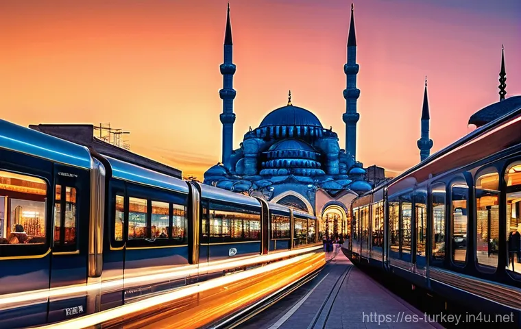 튀르키예의 도시 설계와 건축 혁신 - **Prompt:** "A panoramic view of a bustling, vibrant Turkish metropolis at dusk, where ancient Ottom...