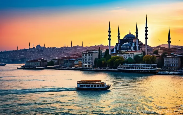 튀르키예의 아름다운 석양 명소 - "A breathtaking wide shot of Cappadocia at sunset. The sky is ablaze with fiery oranges, deep reds, ...
