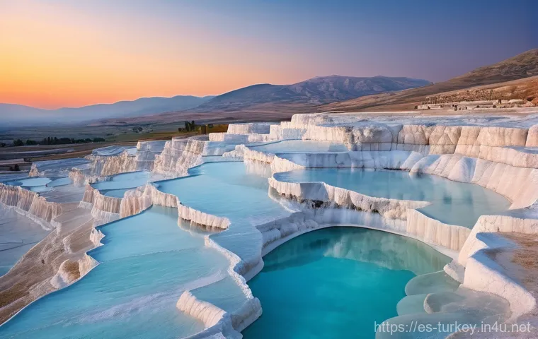 튀르키예의 아름다운 석양 명소 - "A panoramic view of Istanbul's Bosphorus Strait during a golden sunset. The sky is painted with ric...