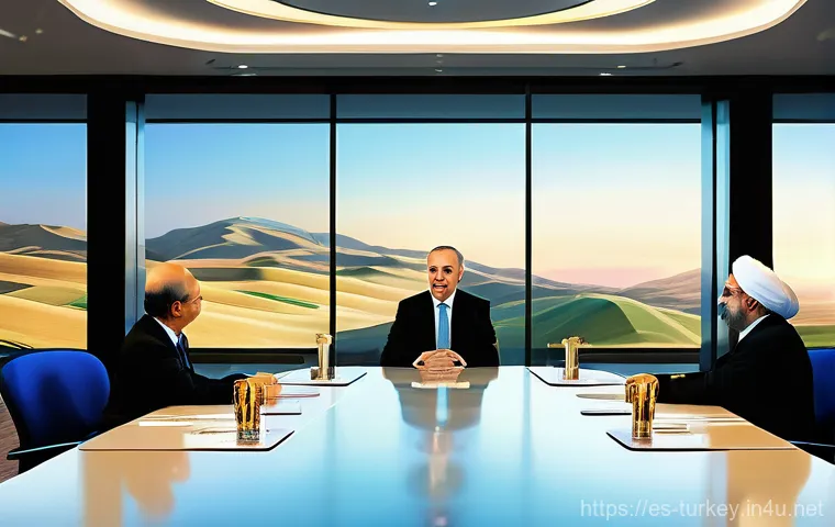 튀르키예 이란 국경 무역 이야기 - **Prompt 1: Bustling Cross-Border Trade Hub**
    "A vibrant, high-angle shot of a modern, efficient...