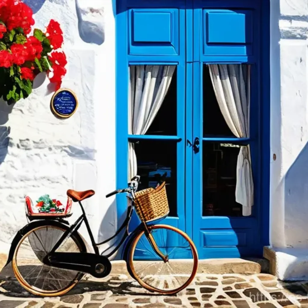 튀르키예 주요 섬 관광 루트 - **Bozcaada Serenity: Cobblestone Streets and Geraniums**
    A picturesque scene in Bozcaada, Turkey...