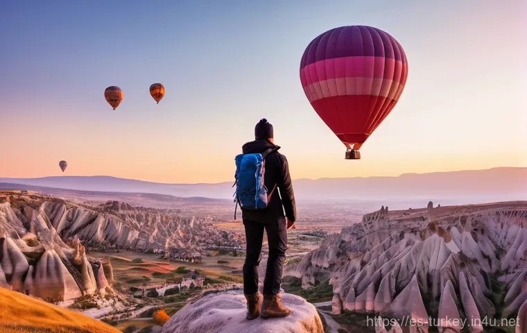 튀르키예 도보 여행 코스 - Image Prompt 1: Cappadocia Sunset Hike**