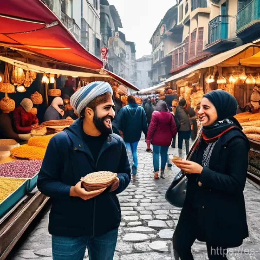 튀르키예에서의 단체 여행 가이드 - **A vibrant scene of a diverse group of friends, dressed in casual, comfortable travel attire, enthu...