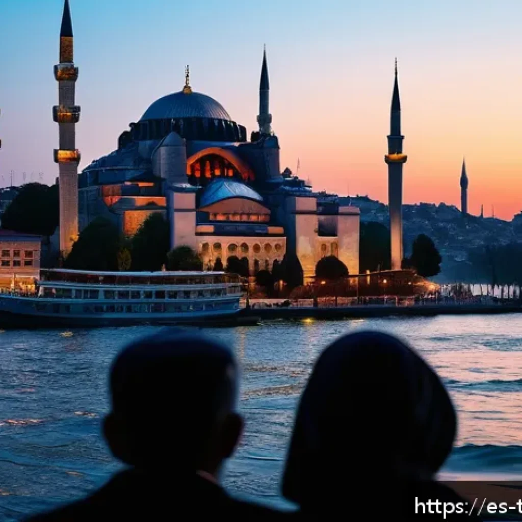 튀르키예 신혼여행 추천 루트 - A breathtaking twilight cruise on the Bosphorus in Istanbul, featuring a romantic couple aboard a tr...