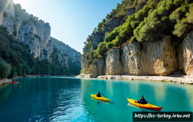 튀르키예의 주요 자연 보호 구역 - Photorealistic wide landscape of Köprülü Canyon National Park in Türkiye, dramatic limestone cliffs ...